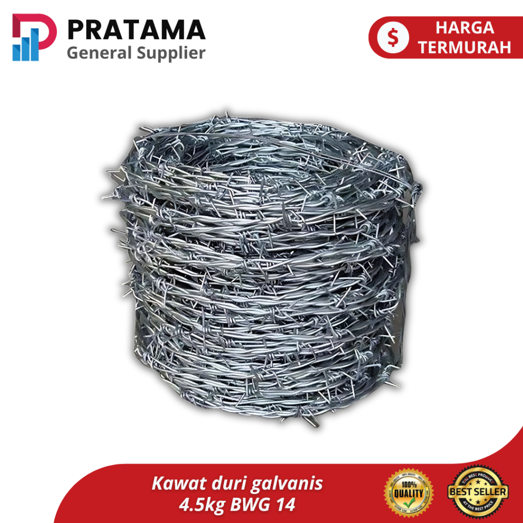 Kawat Duri / kawat pagar / Kawat Berduri galvanis 4.5kg BWG 14