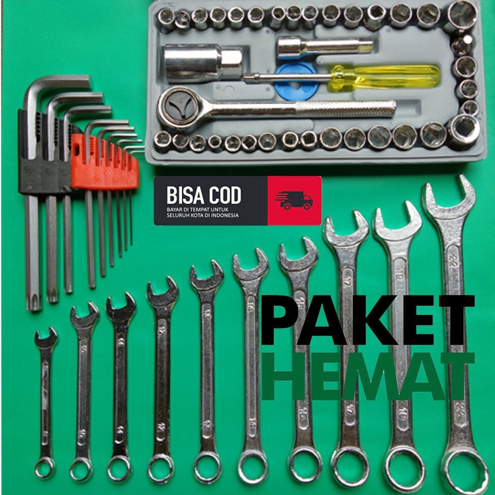 PROMO  BISA COD  PAKET Kunci 1set lengkap Kunci sok set lengkap Kunci bengkel motor komplit Kunci sh