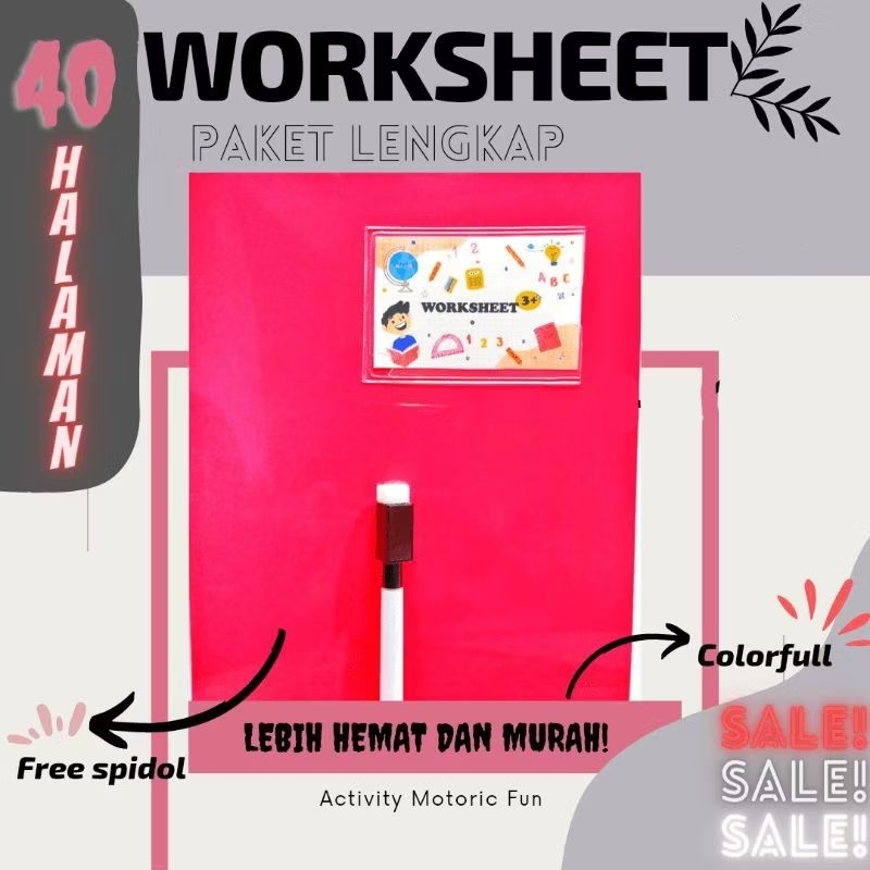 

Lembar Belajar Anak wipe clean free spidol