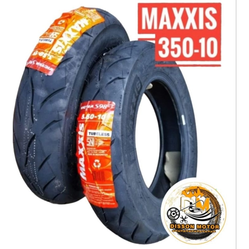 Maxxis Victra 3.50-10 TL Bonus Pentil Ban Vespa Ring 10 | Ban Vespa Maxxis Ring 10