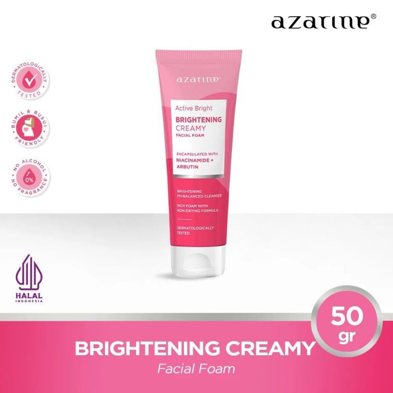Azarine Active Bright | Brightening Creamy Facial Foam 50gr | Facial Foam Azarine | Facial Wash Azar