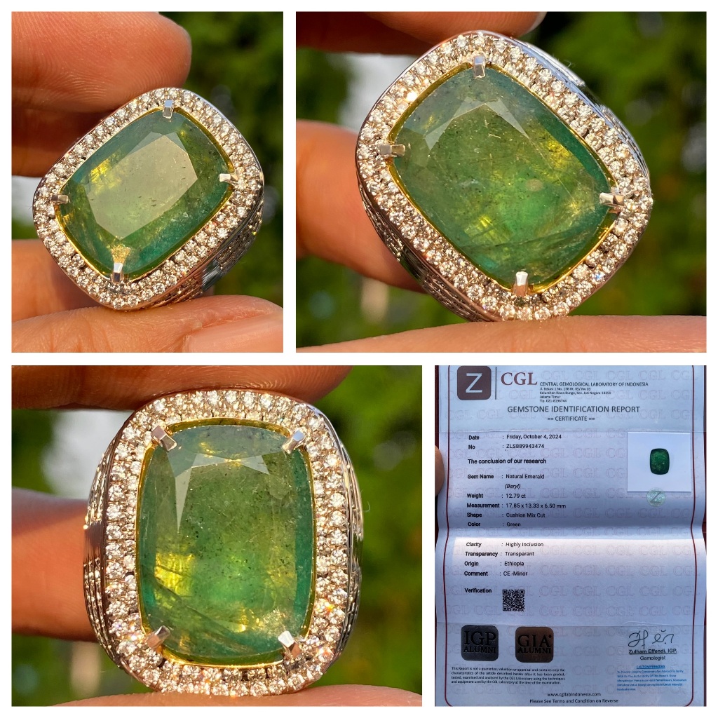 Natural 12.79ct emerald beryl zamrud ethiopia minor