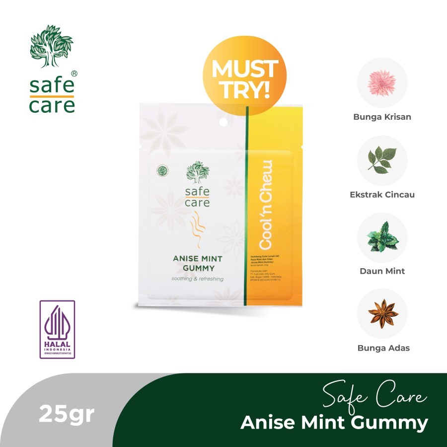 

SAFE CARE PERMEN ANISE MINT GUMMY 25 GR / SAFE CARE COOL'N CHEW ANISE MINT GUMMY