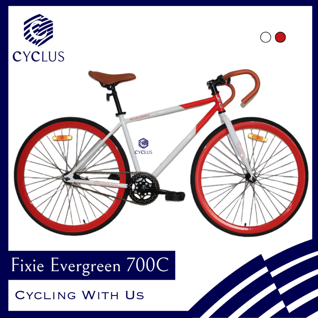 Sepeda Fixie Retro Fullbike Evergreen 700c 700C Stang Balap Dropbar Rem Torpedo TERBARU