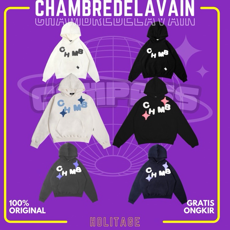 Chambredelavain  CHMB Hoodie Bed Star Black  CHMB Bed Star White  Basic White  Basic Black KODE W6I3
