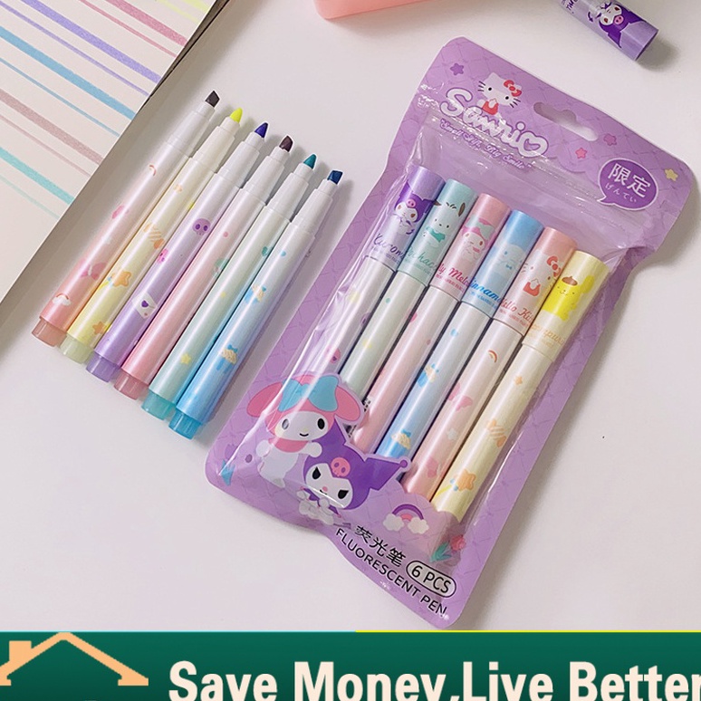 

Terbaik 6PcsSet Stabilo hhlhters kuromi melody cinnamoroll