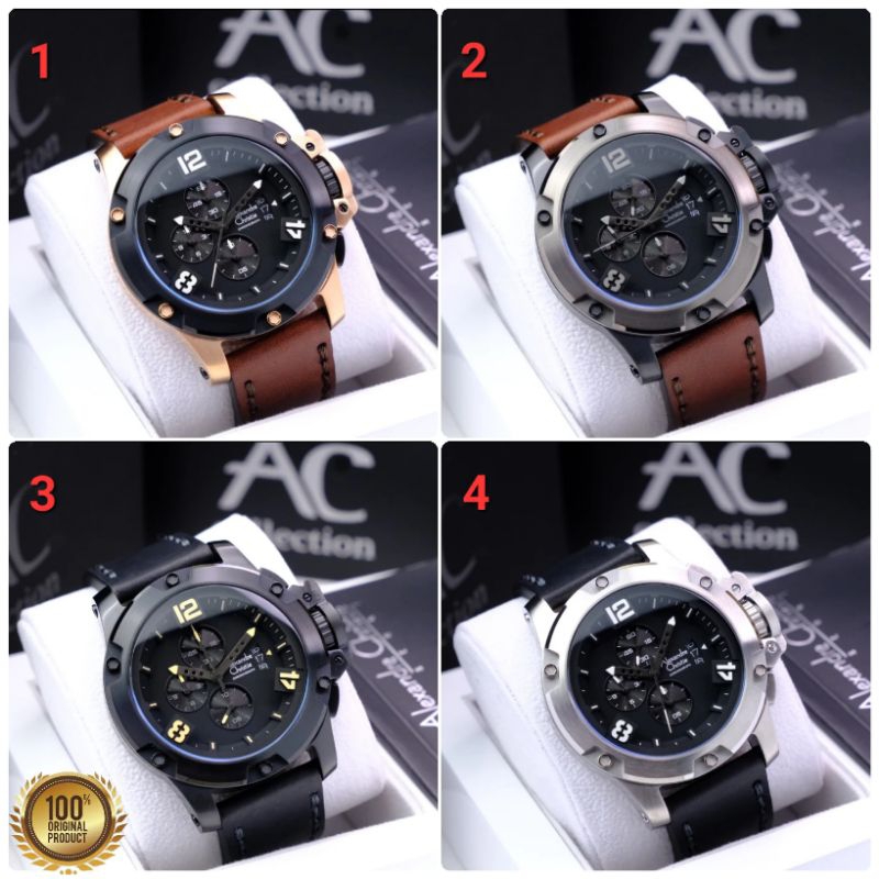 🪙 ✓BARU ORIGINAL GARANSI RESMI JAM TANGAN PRIA ALEXANDRE CHRISTIE CHRONOGRAPH KULIT STRAP ARLOJI WAT