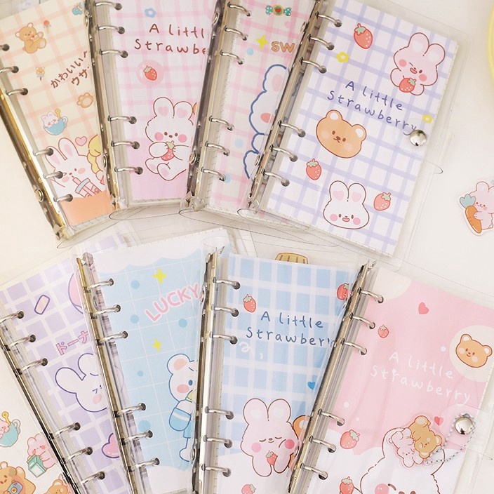 

KI3 Buku binder A6 isi kes 1 lembargantungan kecilPET stiker Korean style spiral notebook PVC cute bear rabbit Buku catatan isi ulang looseleaf Buku an Binder bahan cover silikon transparan Jurnal wisatawan DIY scrapbook Daily planner Lucu