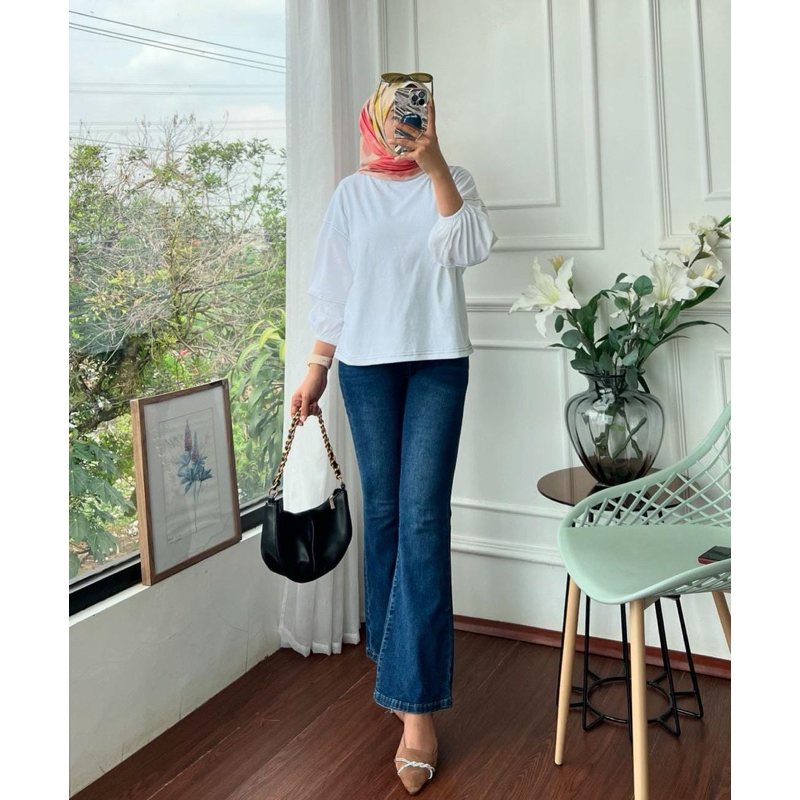 KAOS CROP LENGAN KARET ORI DARA