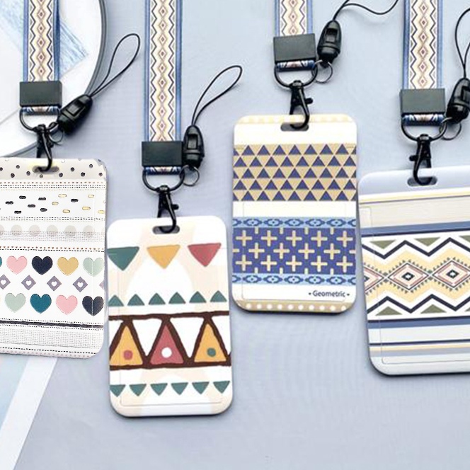 

murah gantungan id card tempat id card tempat kartu id card Case Holder Kartu Bus ID Motif Kartun Geometri Dengan Tali Leher nametag gantungan id cardgantungan kartu id card id card holder aesthetic