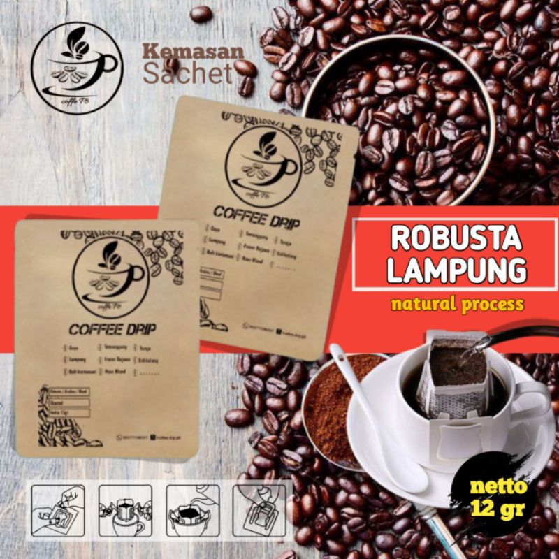 

kopi robusta Lampung 12gr kemasan sasetan kopi kekinian