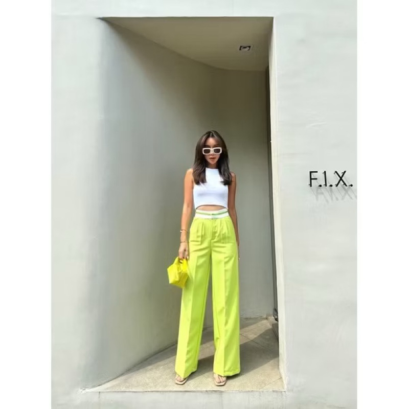 READY PISTACHIO 2 TONE HW PANTS PROMTHONG / CELANA CULLOTE WANITA