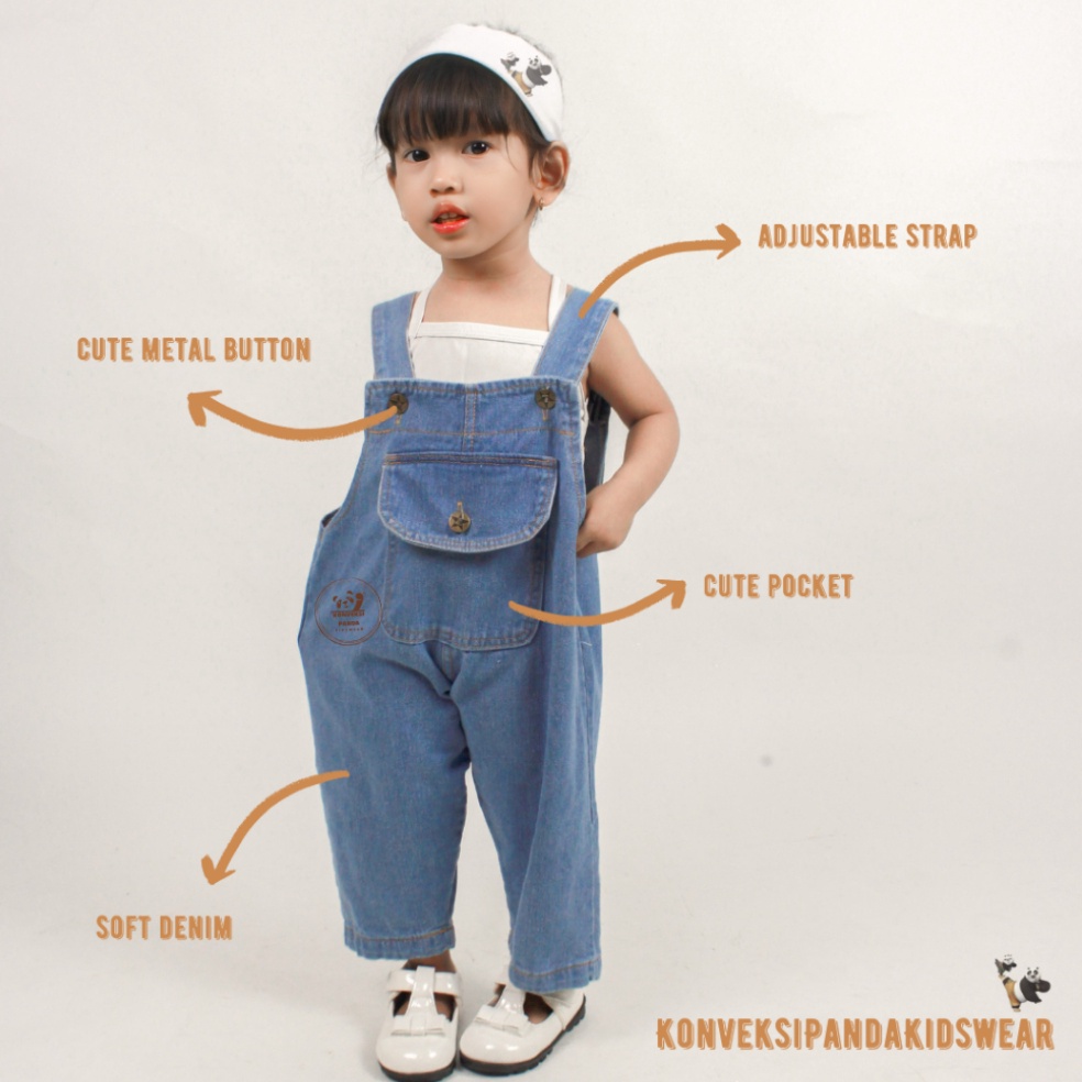 Overall Celana Panjang Anak Bahan Jeans r R4E4