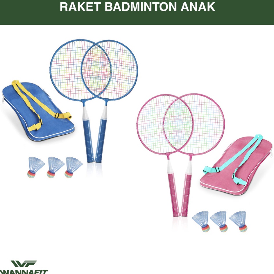 Sedang Promo  Raket Badminton Anak Wannafit  Bulutangkis Bulu Tangkis Mini Laki Perempuan Kok Olahra