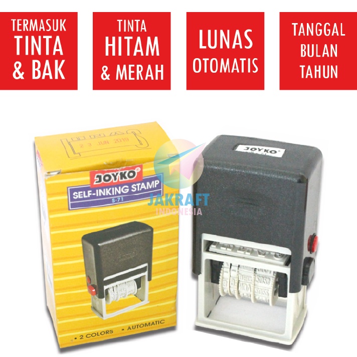 

HJ6 1 Set Stempel Cap Lunas Otomatis 2 Warna Tanggal Nomor JOYKO S71 Automatic Stamp