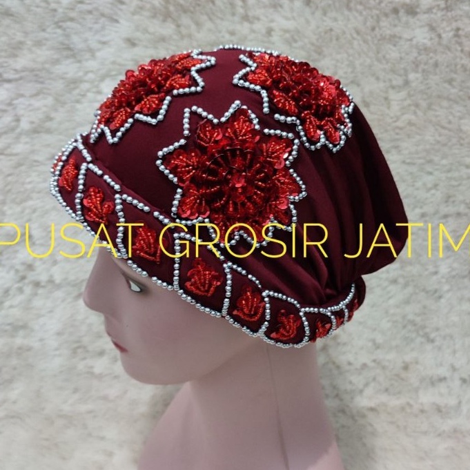Paling Diminati Kerpus topi kupluk hijab ibu turban haji emak ciput payet Songkok topi nenek kupluk 