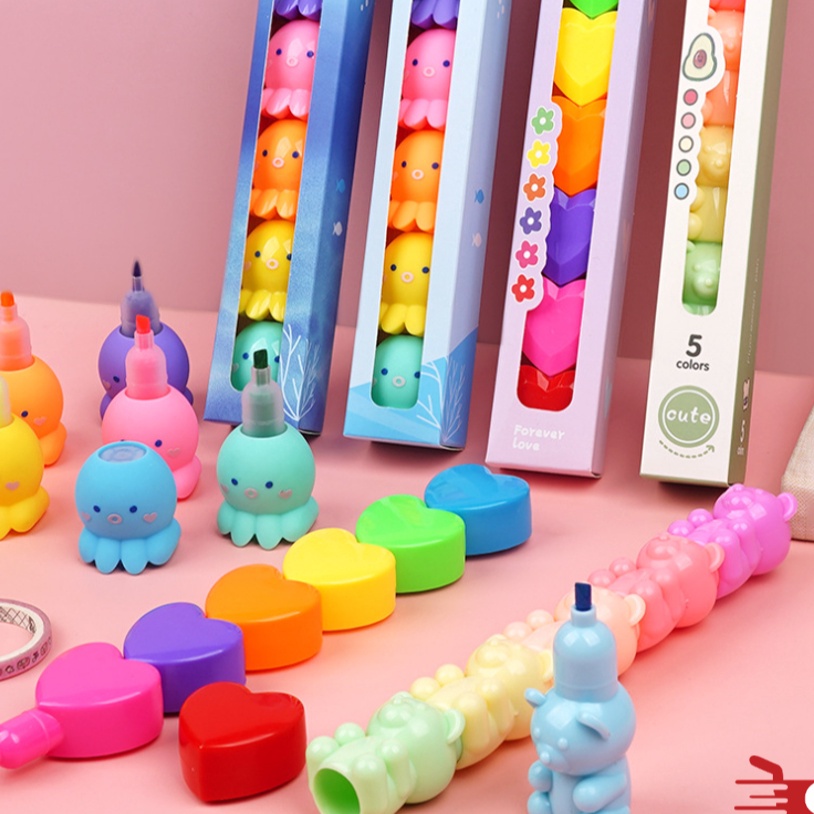 

KF7 OSM JKT S6295 Set Stabilo Pastel Lucu Hhlhter Tumpuk 1 Set Textr Motif Karakter Lucu Spidol Pastel Lucu Warna Warni