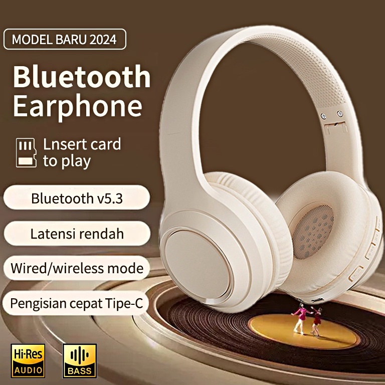 Wow Murah Meriah Original 1 M6 Bluetooth Headphone with Microphone Dual Mode Kable Wireless Headset 