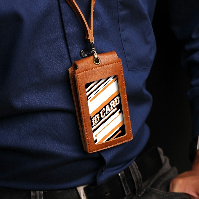 

FG2 Nametag Id Card Kalung Kulit Holder Nama Front Id Card Dompet Kartu Magnet Custom