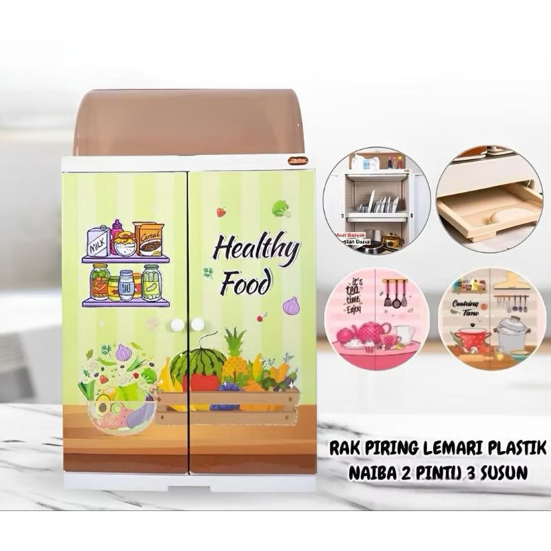 Lemari piring naiba 2 pintu 3 susun