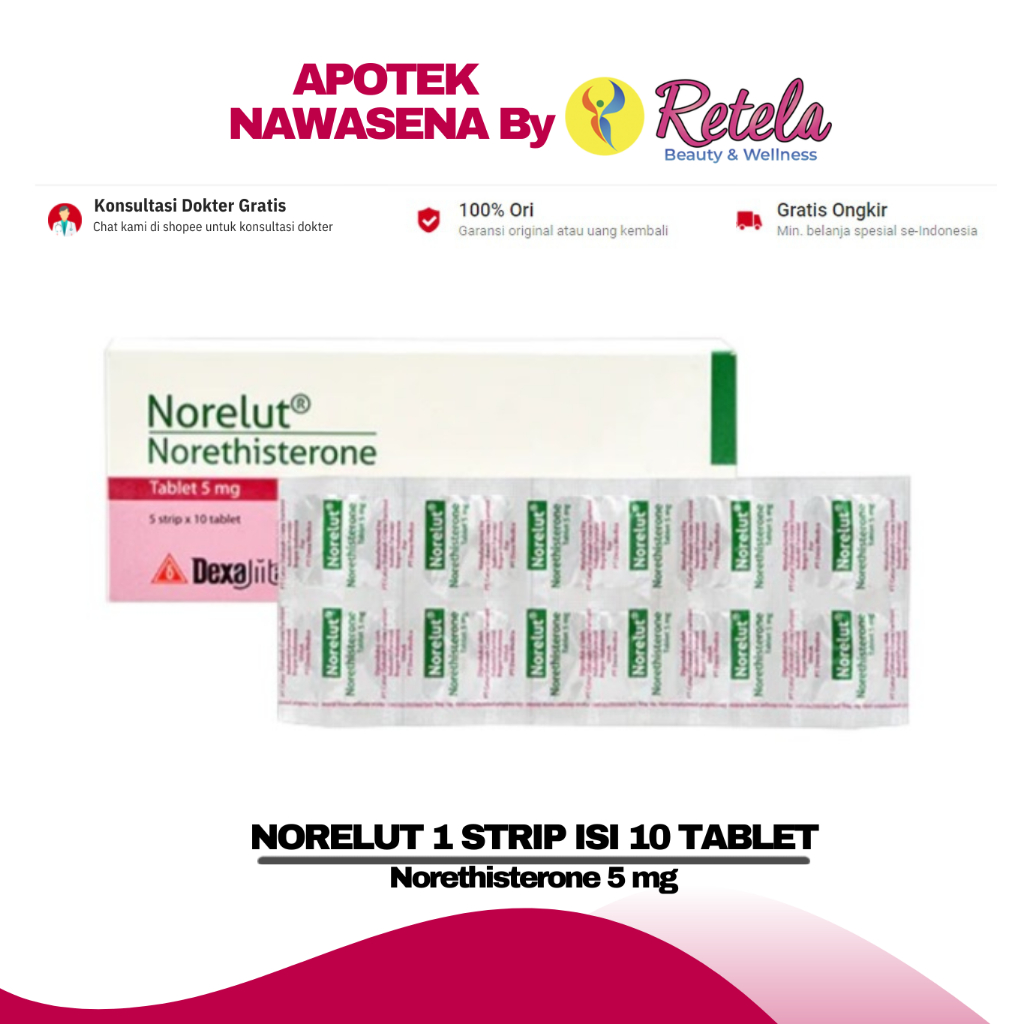 NORELUT 1 STRIP 10 TABLET ( NORETHISTERONE 5 MG )