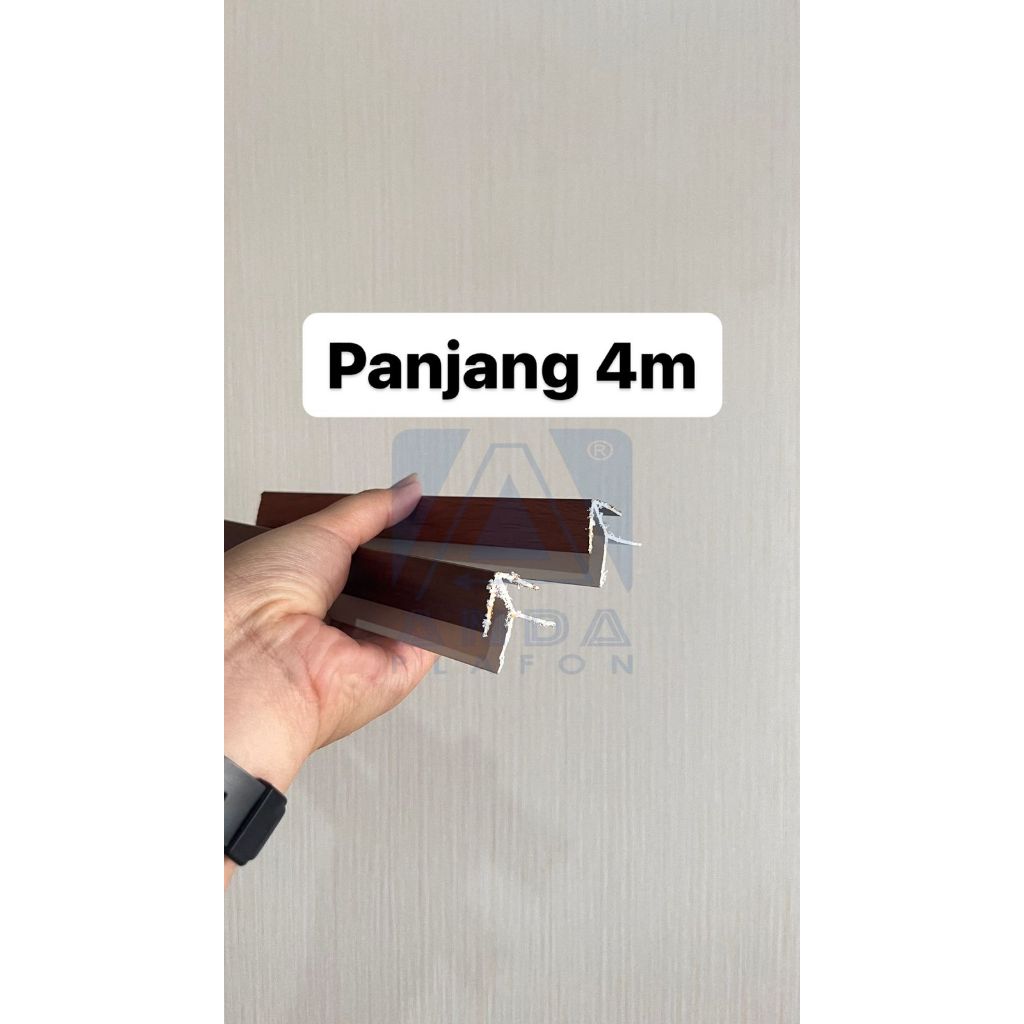 Lis Siku 4m Lis L Plafon PVC Panjang 4m Motif Kayu Laminated