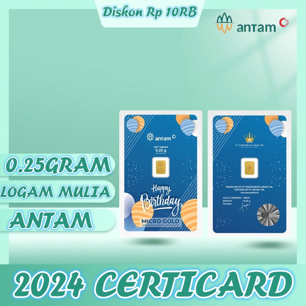 （Dalam stok）Emas 0.25 Gram Certicard Antam Bumn Terbaru Emas Antam 0.25 Gram Logam Mulia Antam Gold 