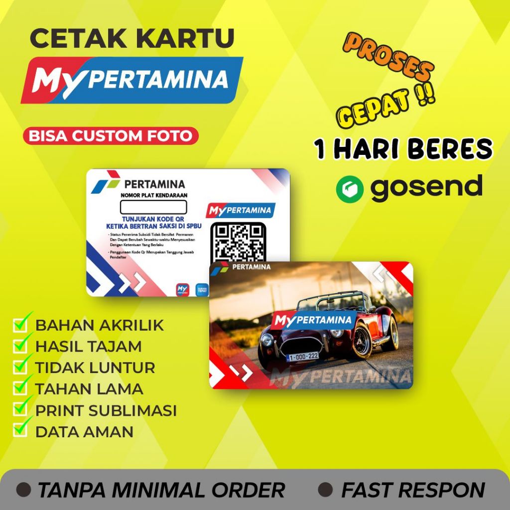 

Kartu My Pertamina Tebal Bahan Akrilik 2mm 2 Sisi|Kartu Pertamina Subsidi Idcard MyPertamina Bahan PVC Tebal Bisa Pakai foto Free Desain