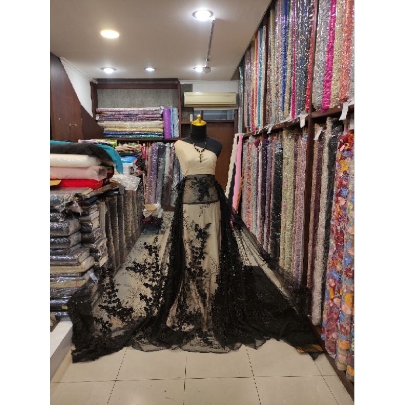 kain Tile Brokat Timbul Impor Korea Premium 57240003 - Black