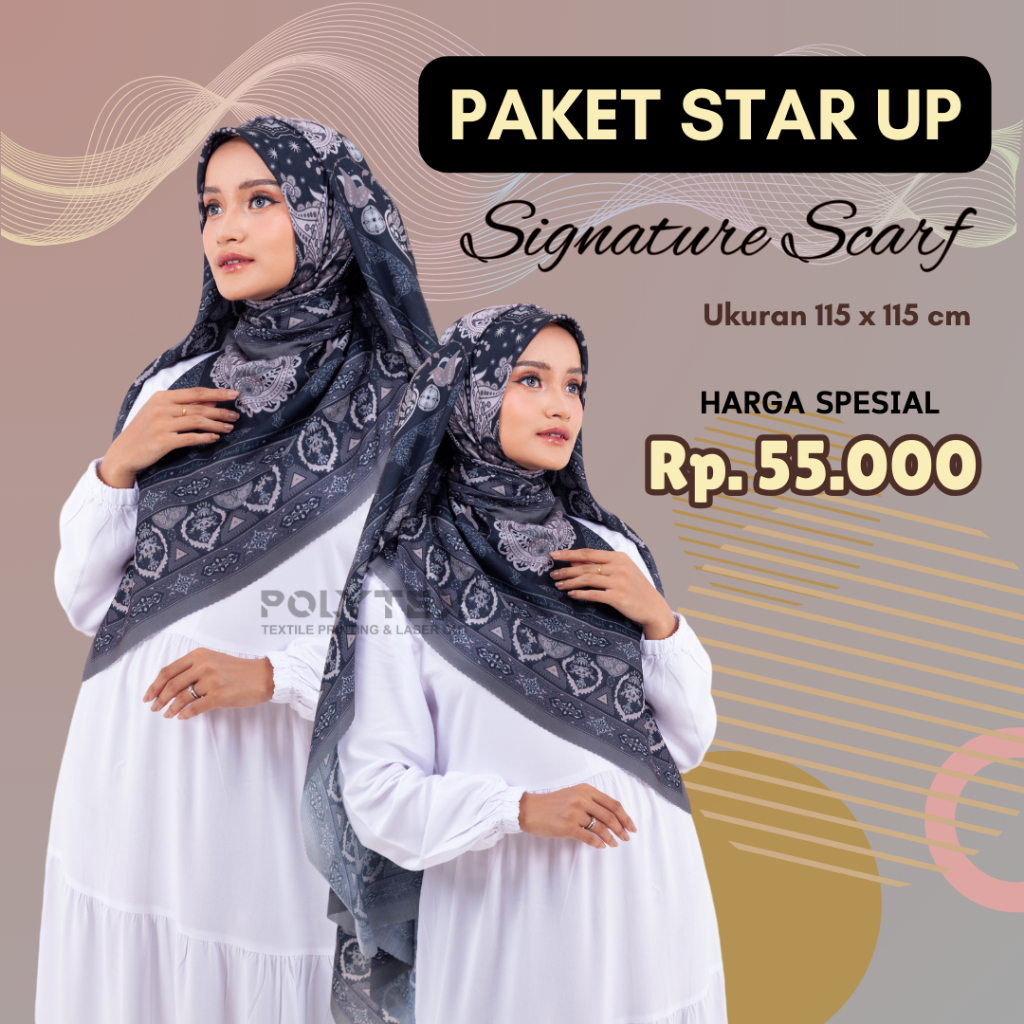 Hijab Printing / Paket Star Up / Hijab Printing Free Custom Desain