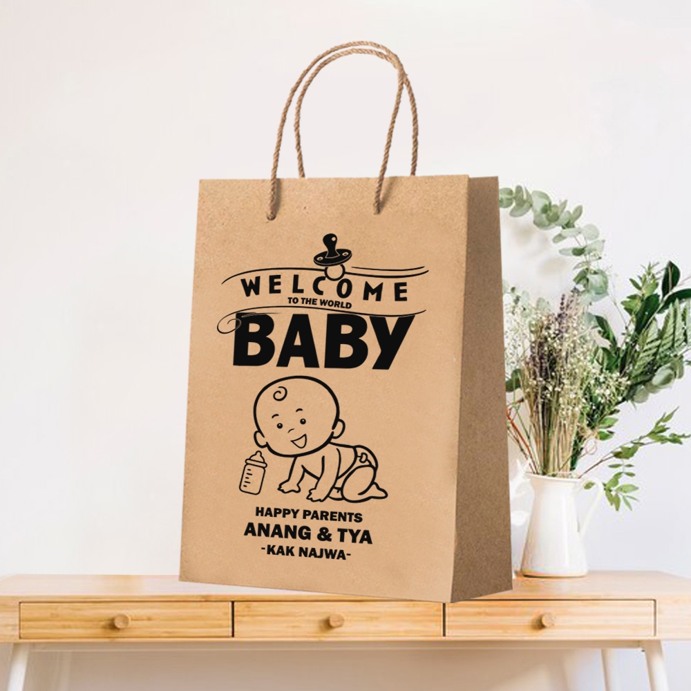 

Paperbag Sablon BABY BORN / Kelahiran Bayi / paperbag 20x10x25 / Paperbag Polos Coklat / Paperbag Coklat / Tas Kertas / Paperbag Sablon Custom