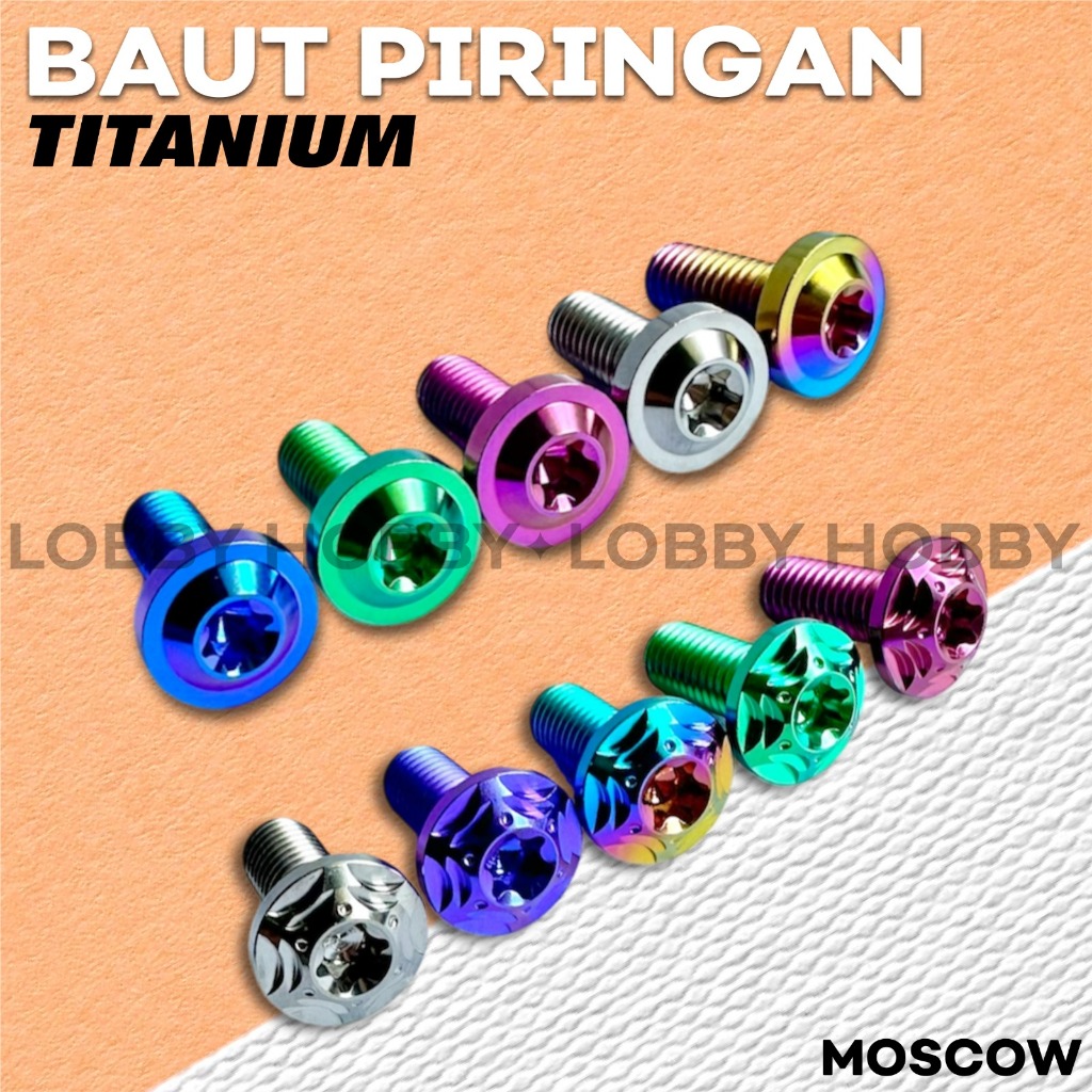 BAUT PIRINGAN CAKRAM TITANIUM DRAT 12 BAUT CAKRAM L M8X20mm HARGA PERBIJI BAUT DISC CAKRAM ORIGINAL 