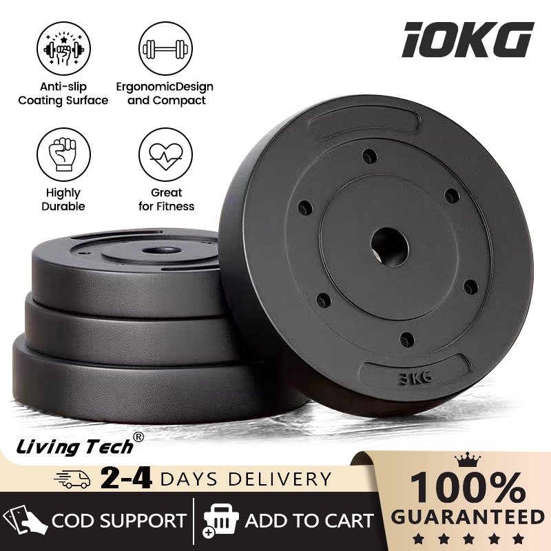 LIVING COD 7.5KG/10KG Weight Plate 3CM Barbell Plate PVC Piringan Beban Plat Barbel Dumbell Rubber C