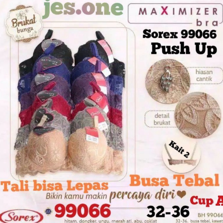 SOREX 9966 Bra BH Berkawat Busa Tebal Brokat Renda Push Up Cup A sz 32  36 KODE S4J9