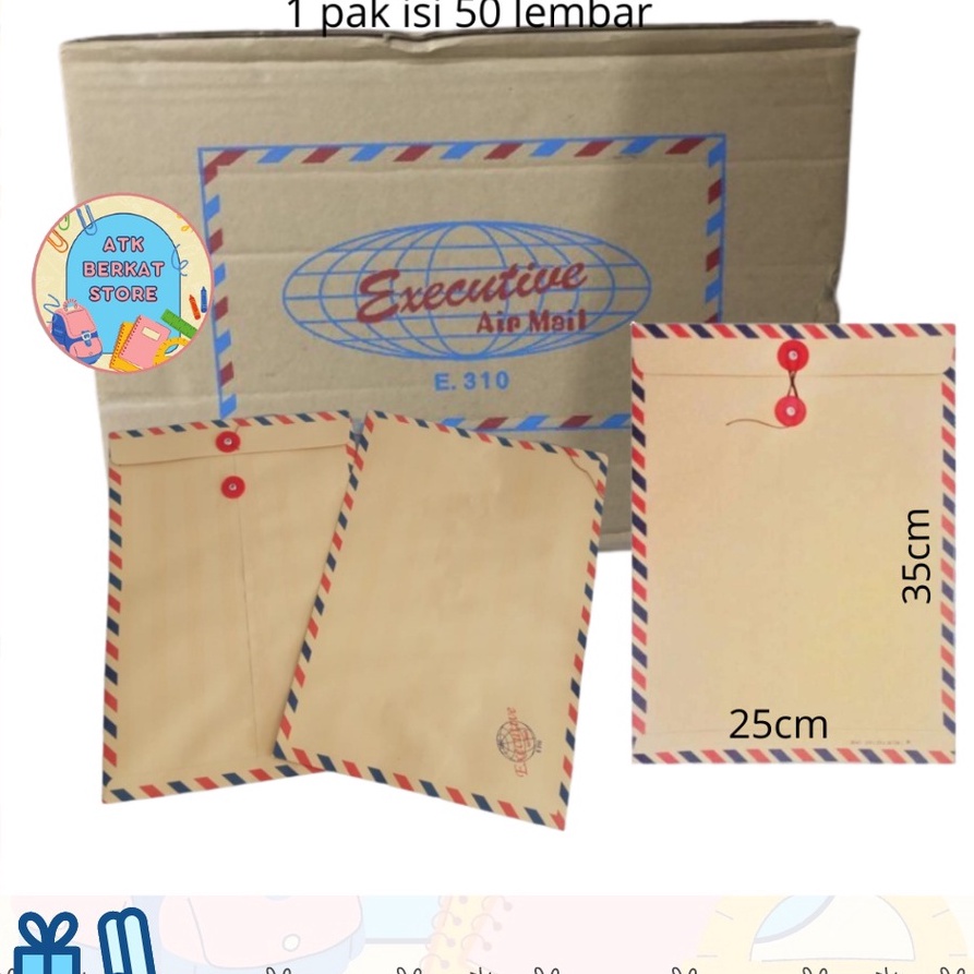 

ART R8T6 5 pcs Amplop coklat Folio F4 31 airmail tali
