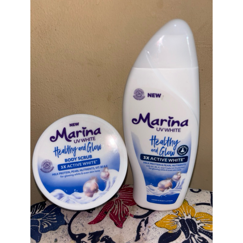 Marina uv white body scrub185ml+marina uv white handbody185ml