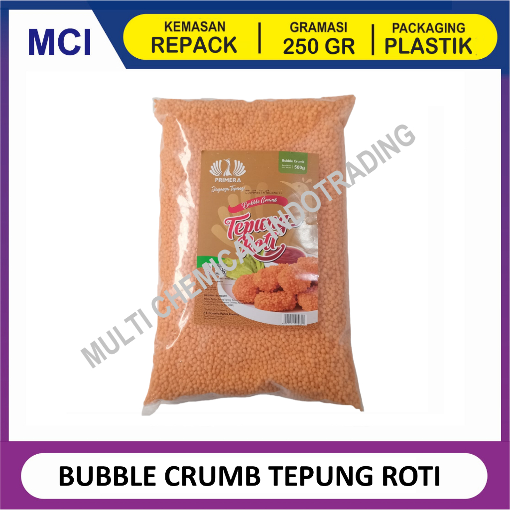 

PRIMERA BUBBLE CRUMB ORANGE TEPUNG ROTI - REPACK 250 GR / BUBBLE CRUMB NUGGET