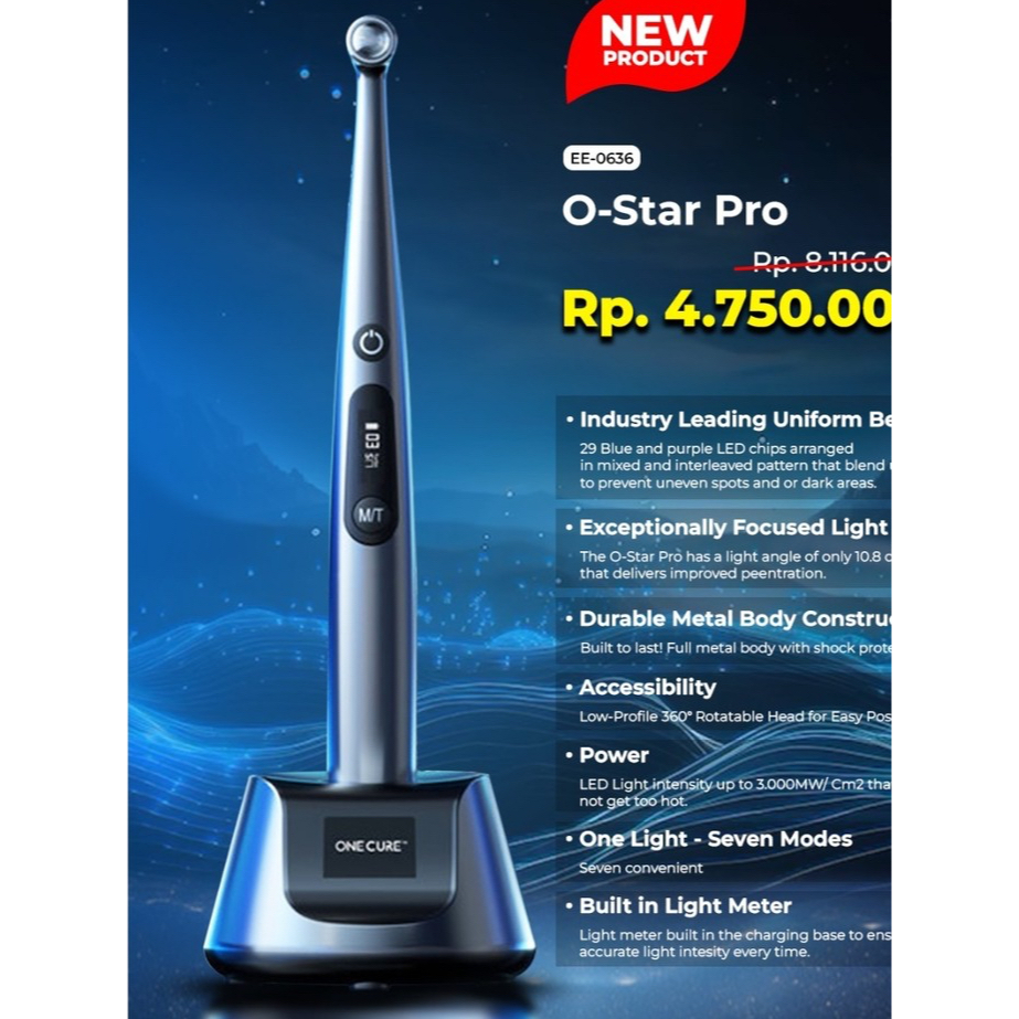 WOODPECKER DBA LED LIGHT CURING O-STAR PRO (Lampu Dental LED Light Cure Komposit & Resin 3000 mW)