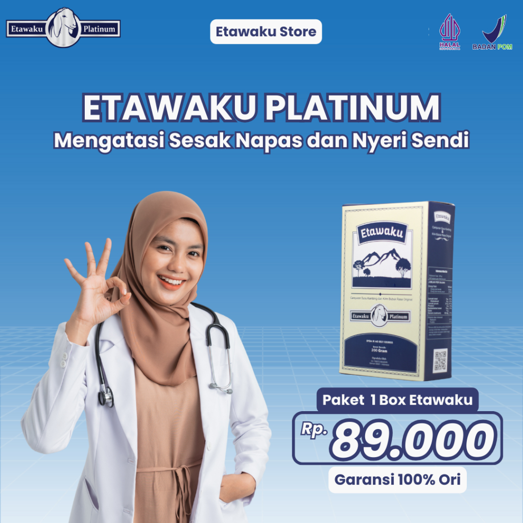 

Etawaku Platinum Untuk Nyeri Sendi dan Sesak Nafas 1 Box