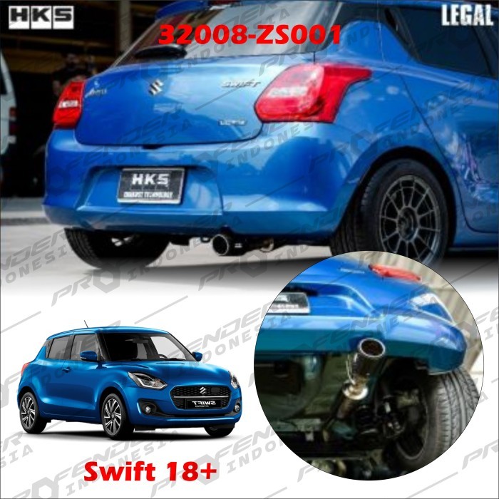 Aksesoris Muffler Exhaust Knalpot HKS - SUZUKI - Swift 18+ - Legal (Carbon Tailpipe) - 32008-ZS001 -
