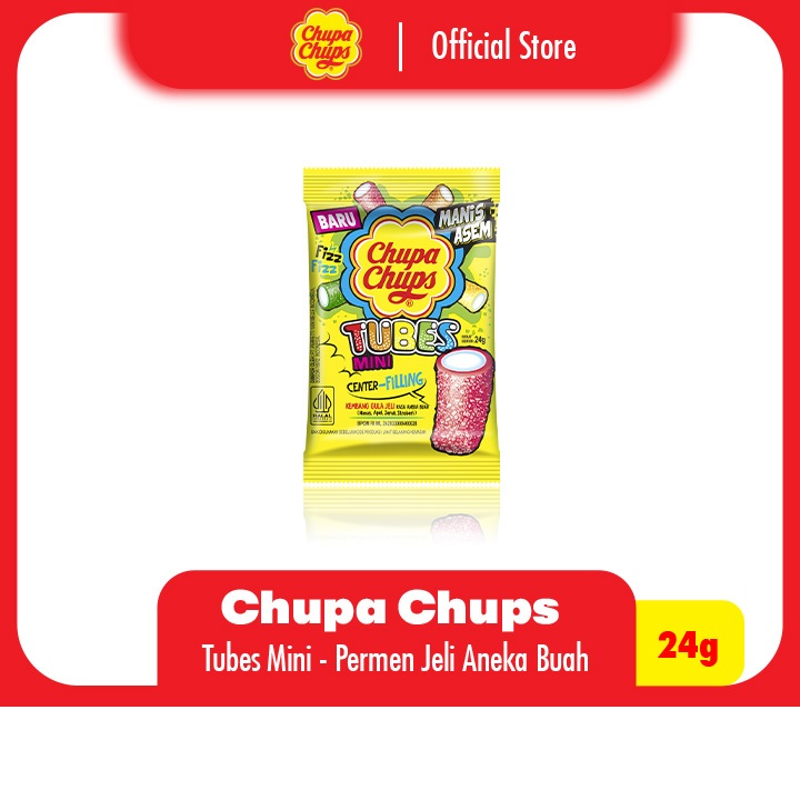 

Chupa Chups Sour Tubes 24g - Permen Jeli Asam Manis Rasa Buah Tropikal