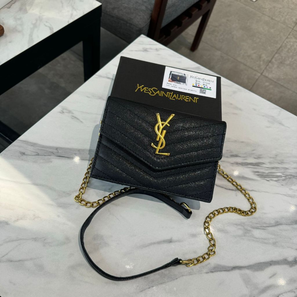 READY CLUTCH YSL ENVELOPE SLING BAG CAVIAR GHW  FREE BOX