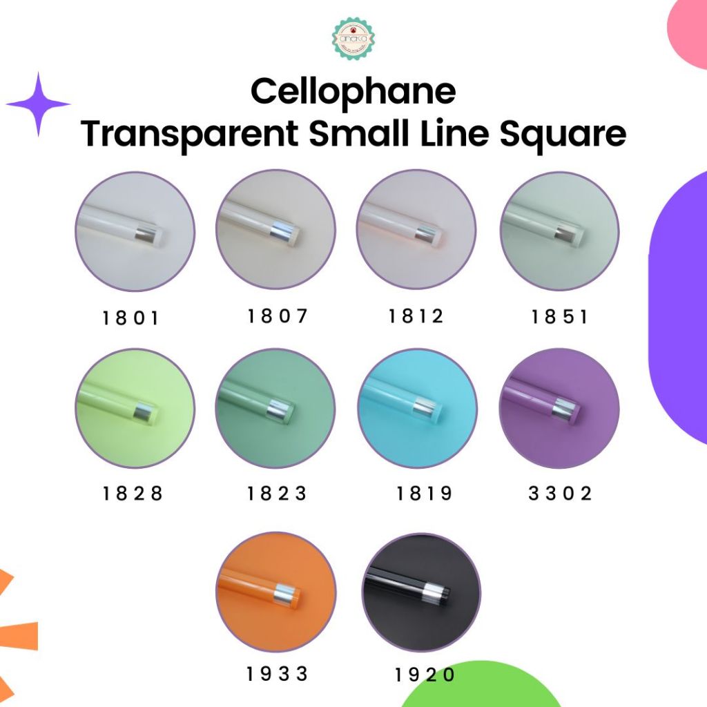 

ANEKA - [ LEMBARAN ] Kertas Cellophane Buket Bunga [Transparent Small Line Square] Flower Bouquet Wrapping Paper Celophane