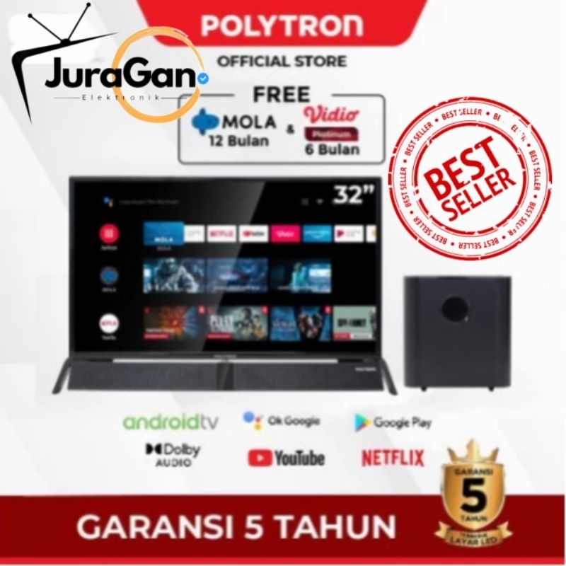 Polytron Smart Cinemax Soundbar TV 32inch PLD 32BAG9858