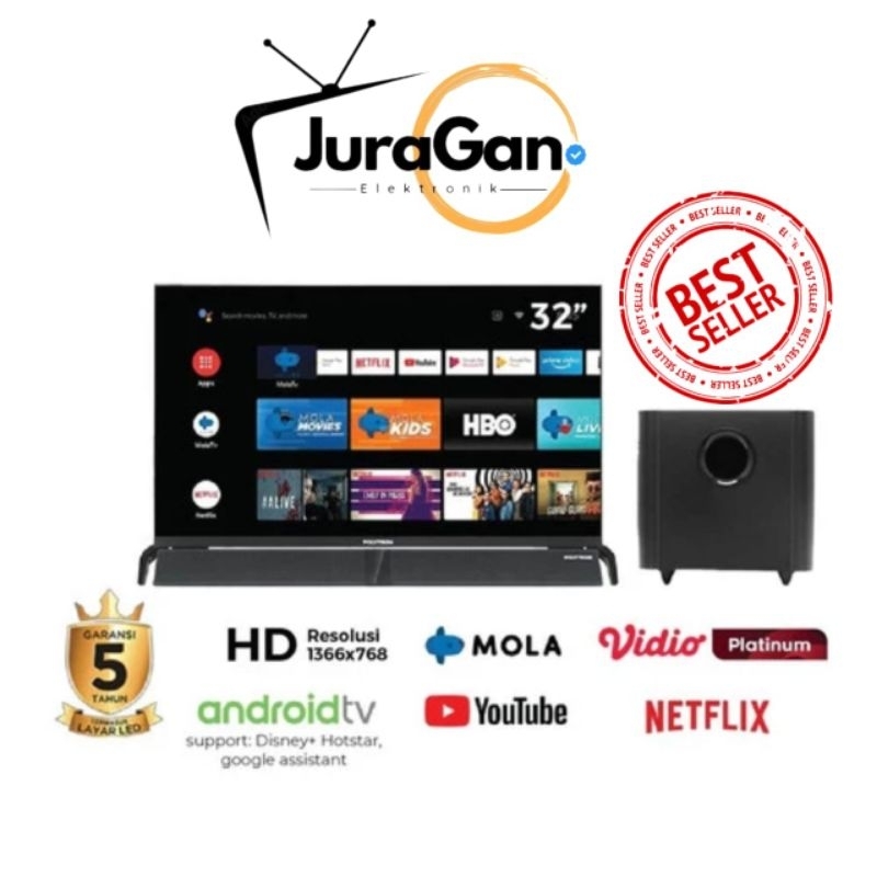 Polytron Smart Cinemax Soundbar LED TV 32 INCH PLD 32BAG9953