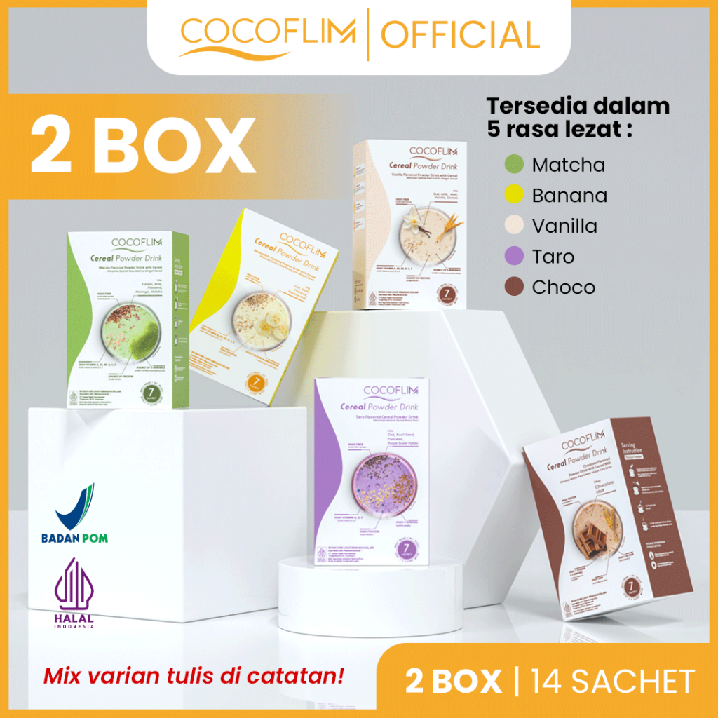COCOFLIM MEAL REPLACEMENT PAKET 2 BOX (14 SACHET) | MULTIGRAIN Protein Sehat | Cereal Powder Drink