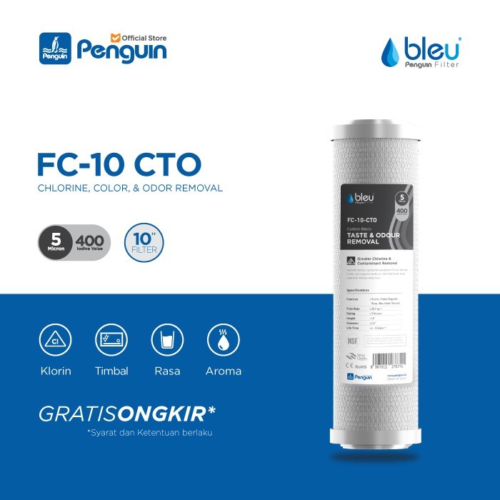 Penguin Bleu Cartridge Filter Air Refill CTO10 inch / FC-10-CTO / CTO 10inch / CTO 10 inch