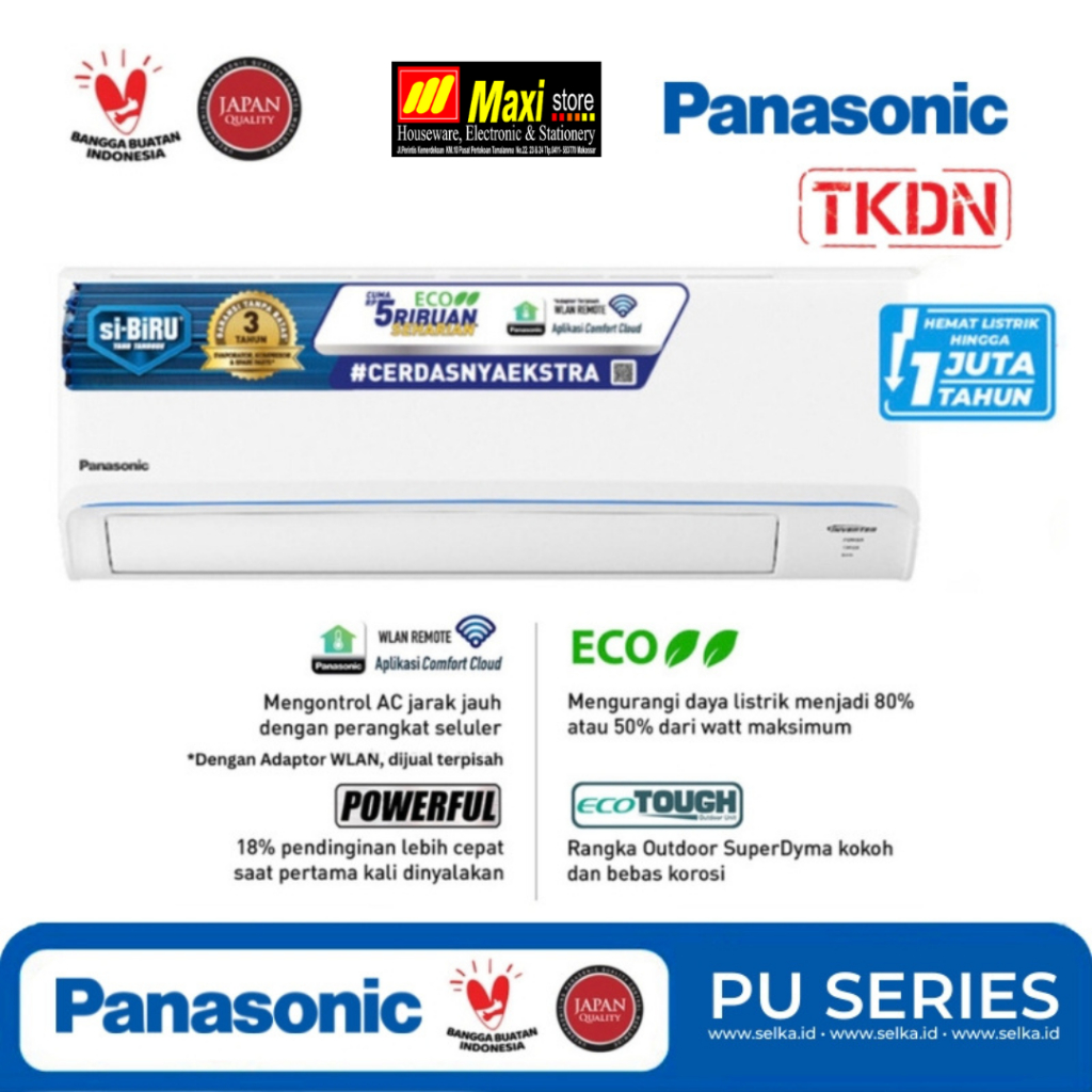 PANASONIC PU5AKJ AC SPLIT 1/2 PK INVERTER-Maxistore