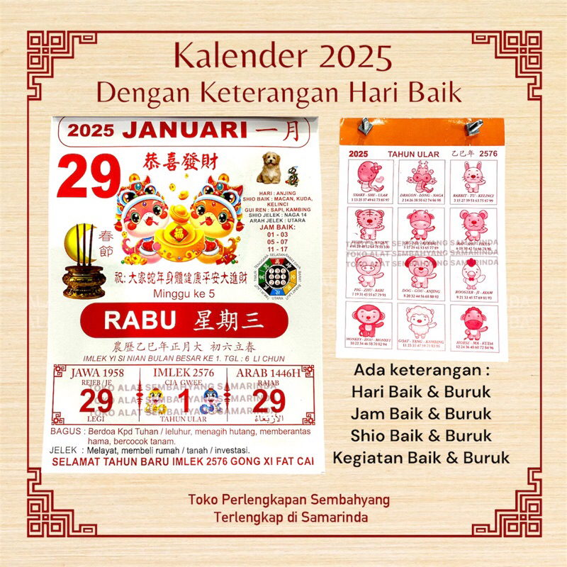

Kalender 2025 / Keterangan Shio Baik Buruk Jam Baik Tanggal Baik Hari Baik