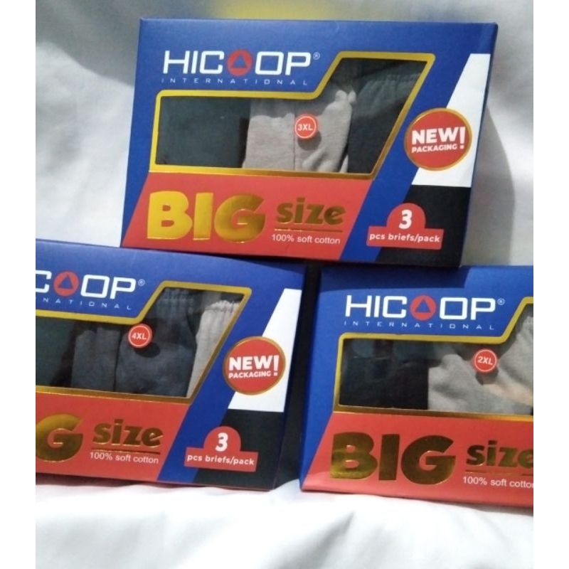 Celana dalam pria big size jumbo isi 3pcs bahan katun merek hicoop size 2XL  3XL  4XL